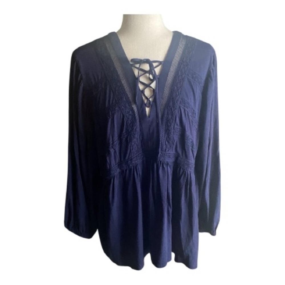 NWOT-ROAMANS-NAVY BLUE LONG SKEEVE TOP WITH LONG SLEEVES-WOMENS SIZE 18/20